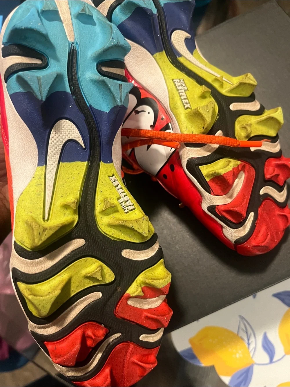 Nike Kids Red Sneakers with Orange Laces